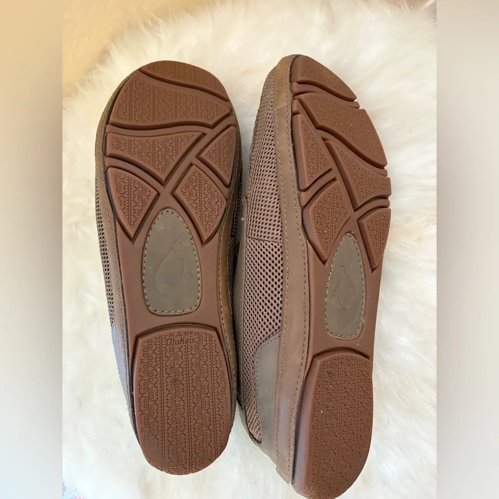New OLUKAI Men’s Mano Mesh Boat Shoes Size 10 in Brown/Toffee